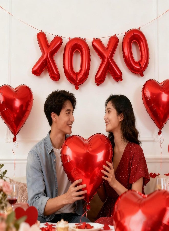 Arikit بالونات حروف XO XO، بالونات قلب أحمر، بالونات عيد الحب لحفلات الزفاف والخطوبة، زينة رومانسية لعيد الحب - Image 4